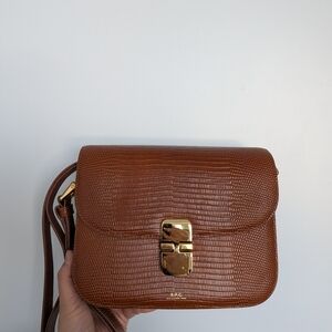 APC Grace Lizard Print Brown Crossbody Bag
